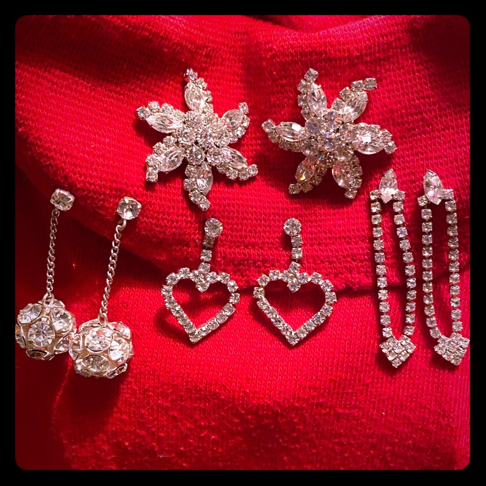 Silver tone Rhinestones Earrings- sold separately